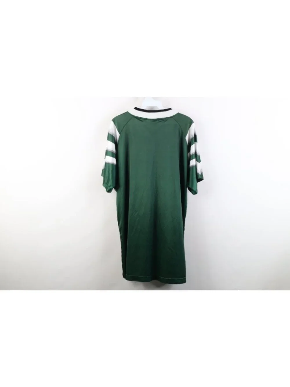 Vtg 90s Adidas Mens Large Spell Out Striped Silky Futbol Soccer Jersey Green USA